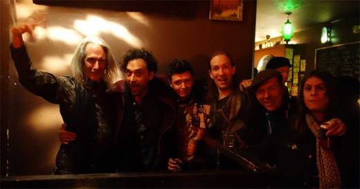Lenny Kaye swings with Jonathan Toubin, Bobby Rich (Bootleg Bar), Drew Redmond, Todd-O-Phonic Todd, Danny Rozelle (Pretty Quick) at the WHAM-O WATUSI.
