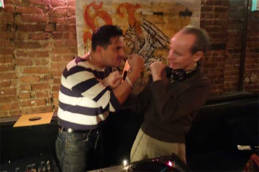 Tony Salvaje and Michael McMahon swing punches as they fight over who plays the next 78 at the BIG TEN INCH!